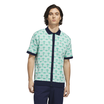 adidas Originals Golf Novelty Knit Polo - White/Clear Mint/Court Green