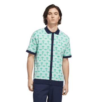 adidas Originals Golf Novelty Knit Polo - White/Clear Mint/Court Green