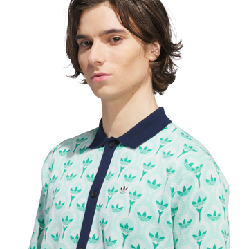 adidas Originals Golf Novelty Knit Polo - White/Clear Mint/Court Green