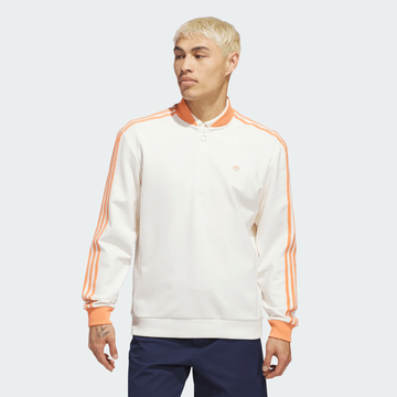 adidas Golf Originals 3-Stripe 1/4 Zip- White/ Orange