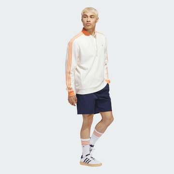 adidas Golf Originals 3-Stripe 1/4 Zip- White/ Orange