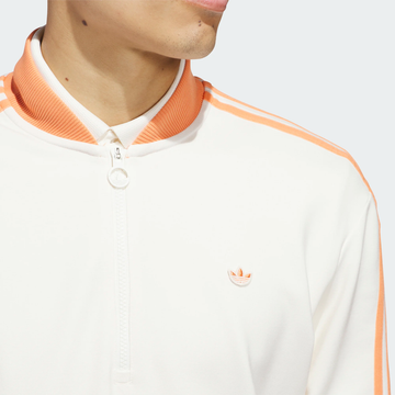 adidas Golf Originals 3-Stripe 1/4 Zip- White/ Orange