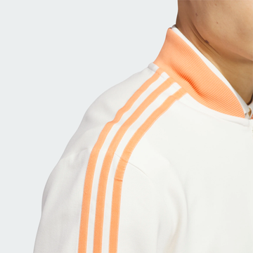 adidas Golf Originals 3-Stripe 1/4 Zip- White/ Orange