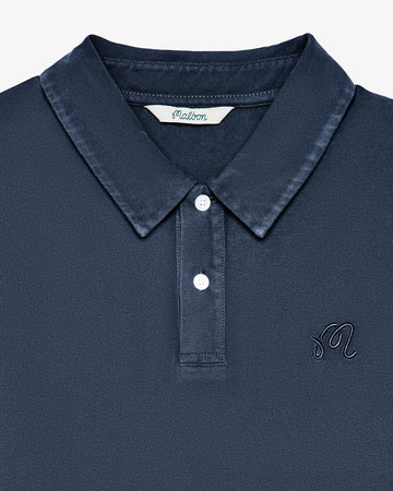 Malbon Fairway Overdyed Polo - Blueberry collar detail