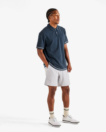 Malbon Fairway Overdyed Polo - Blueberry on model side