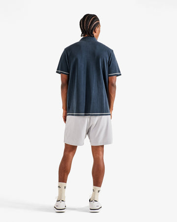 Malbon Fairway Overdyed Polo - Blueberry on model back