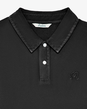 Malbon Fairway Overdyed Polo - Black collar detail