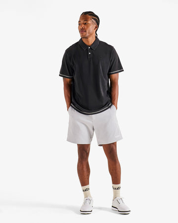 Malbon Fairway Overdyed Polo - Black on model front
