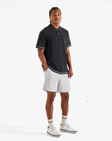 Malbon Fairway Overdyed Polo - Black on model side