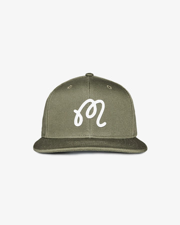 Malbon M script Snapback Hat - Military Green
