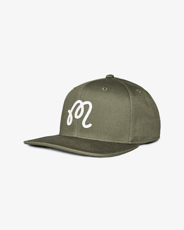 Malbon M script Snapback Hat - Military Green