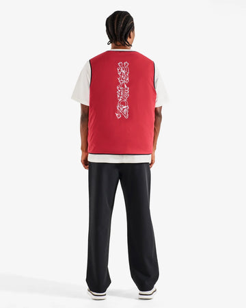 Malbon Swell Reversible Vest - Crimson Red/Black