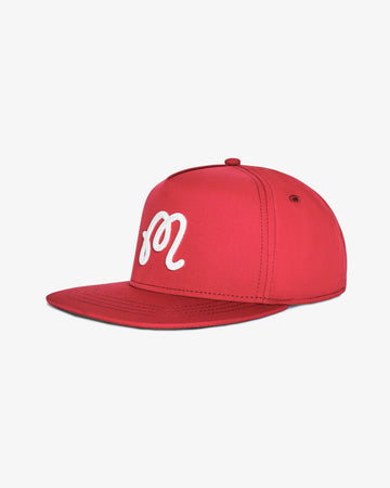 Malbon M Chain Stitch Snapback - Crimson Red