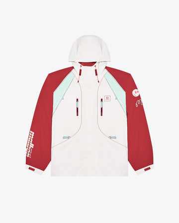 Malbon Mountain All Weather Jacket - Ivory/Scarlet