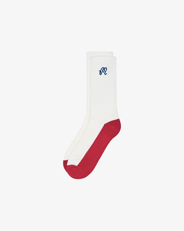 Malbon Mountain Sock - Ivory/Scarlet