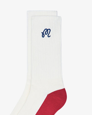 Malbon Mountain Sock - Ivory/Scarlet