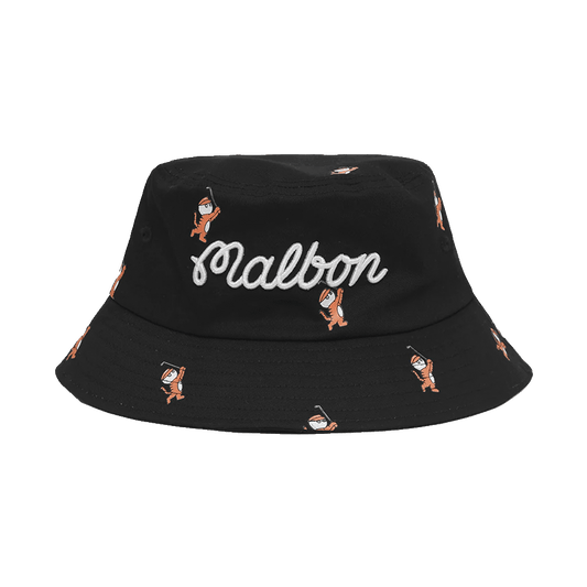 Malbon Golf Tiger Buckets All Over Print Bucket Hat Black