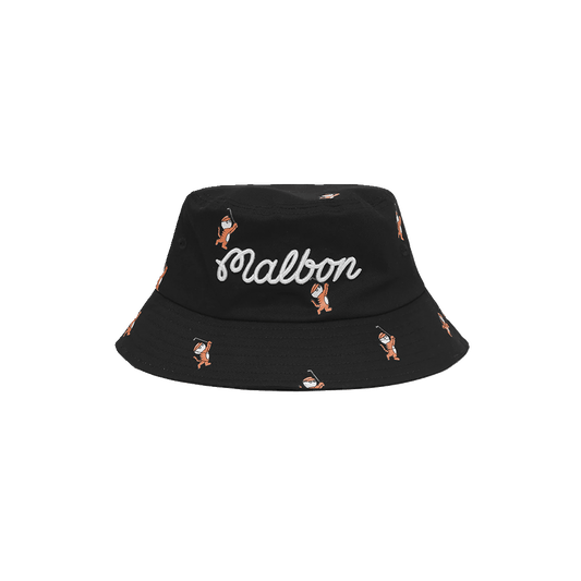 Malbon Golf Tiger Buckets All Over Print Bucket Hat Black