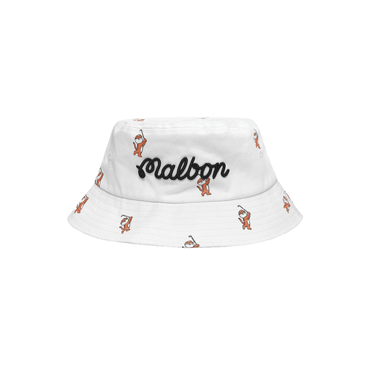 Malbon Golf Tiger Buckets All Over Print Bucket Hat White