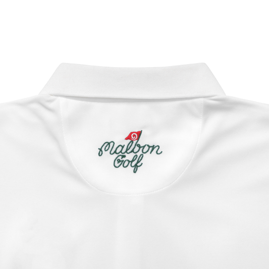 Malbon Golf "Magnolia Collection" Pimento Pique Polo White