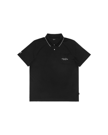 Malbon Roll King Performance Pique Polo - Black