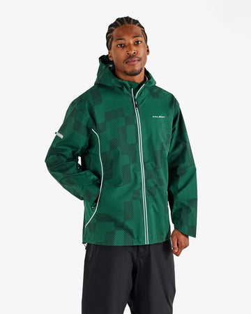 Malbon Golf Performance Full Zip Rain Jacket - Green