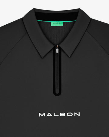 Malbon Golf Performance Zip Raglan Polo - Black