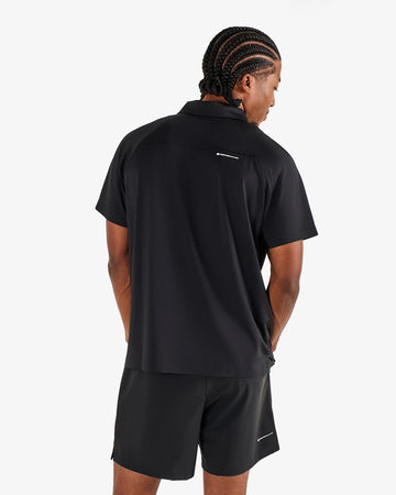 Malbon Golf Performance Zip Raglan Polo - Black