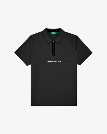 Malbon Golf Performance Zip Raglan Polo - Black