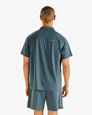 Malbon Golf Performance Zip Raglan Polo - Dark Slate on model back