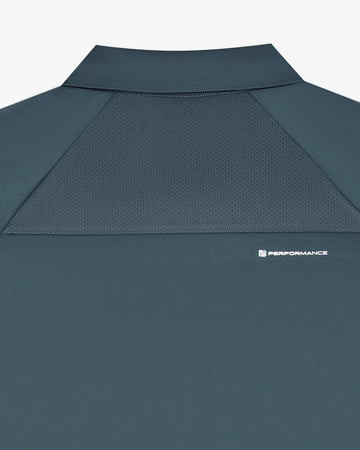 Malbon Golf Performance Zip Raglan Polo - Dark Slate back detail