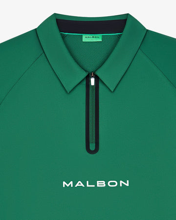 Malbon Golf Performance Zip Raglan Polo - Eden Green