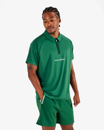 Malbon Golf Performance Zip Raglan Polo - Eden Green