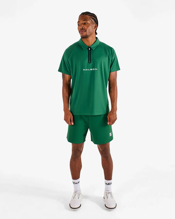 Malbon Golf Performance Zip Raglan Polo - Eden Green