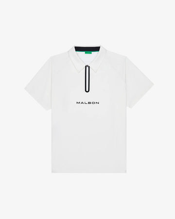 Malbon Golf Performance Zip Raglan Polo - White