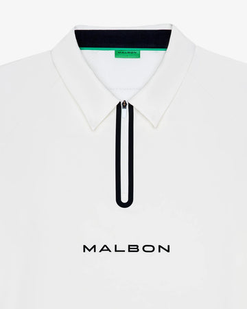 Malbon Golf Performance Zip Raglan Polo - White