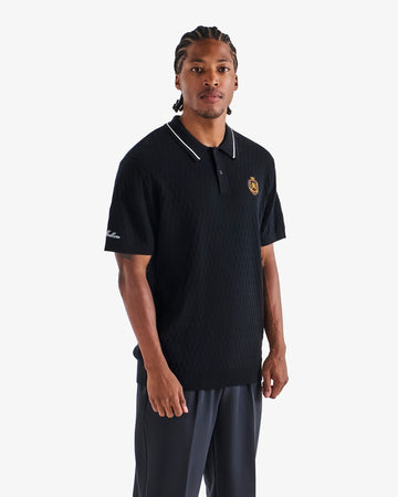 Malbon Golf Crest Knit Polo - Black