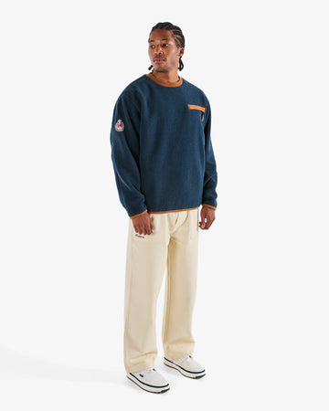 Malbon Golf Hudson Sherpa Crewneck - Navy