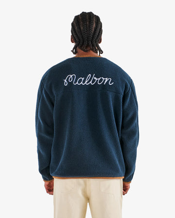 Malbon Golf Hudson Sherpa Crewneck - Navy
