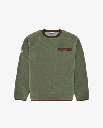 Malbon Golf Hudson Sherpa Crewneck - Olive