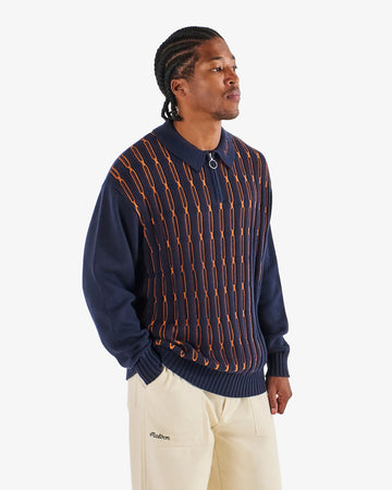 Malbon Golf Links Polo Sweater - Navy
