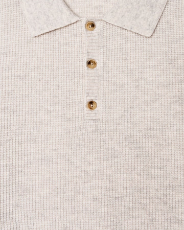 Malbon Golf Gauge Waffle Knit Polo - Ivory