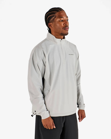Malbon Performance Quarter Zip Shell Pullover - Silver/Black