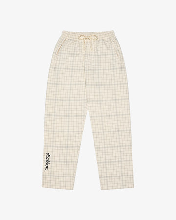 Malbon Golf Bon Script Plaid Sweat Pant - Ivory