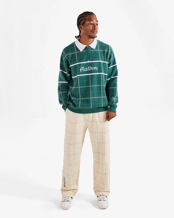 Malbon Golf Bon Script Plaid Sweat Pant - Ivory