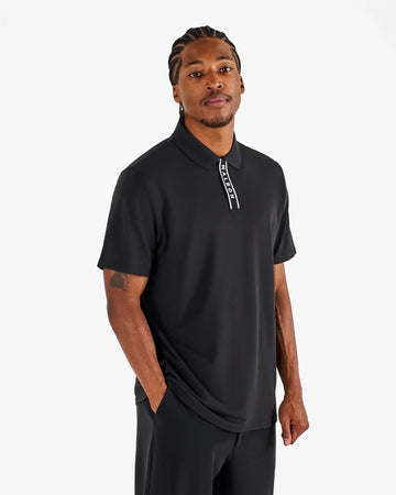 Malbon Block Placket Polo - Black