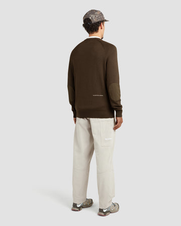 Manors Golf Merino Tech Crewneck - Hickory Brown