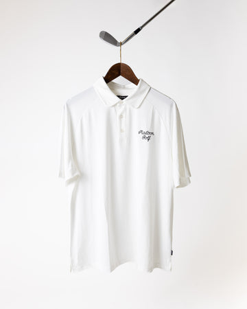 Malbon Golf Evergreen Raglan Sleeve Mesh Polo - White