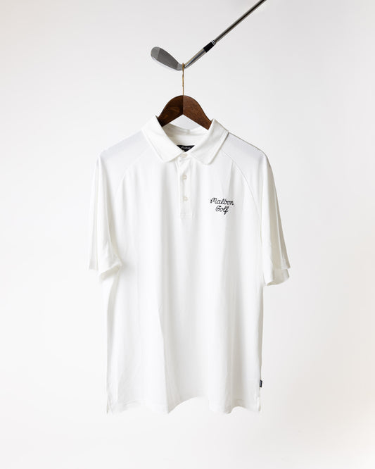 Malbon Golf Evergreen Raglan Sleeve Mesh Polo - White