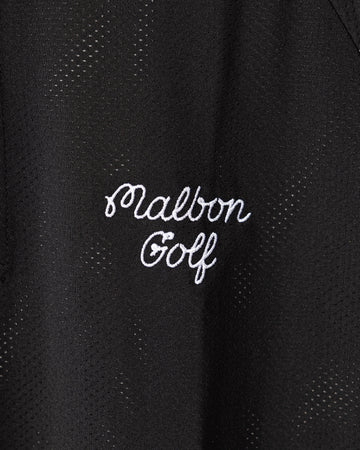 Malbon Golf Evergreen Raglan Sleeve Mesh Polo - Black